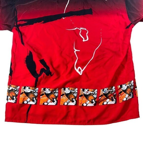 Koman Sport Vintage Y2K Anime Theme Button Down Red / Black Men's XL - Picture 8 of 9